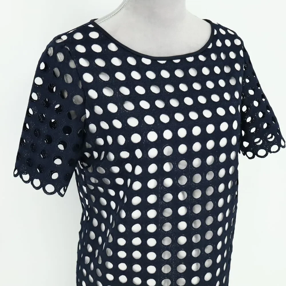 Catherine Malandrino Dress Womens 4 Navy Blue White Lining Shift Office Career - Picture 6 of 12